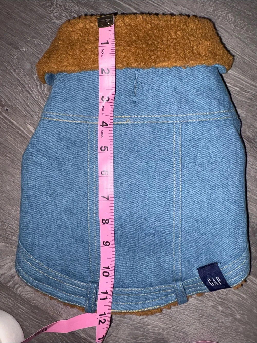 GAP Denim Pet Coat with Brown Sherpa Lined
